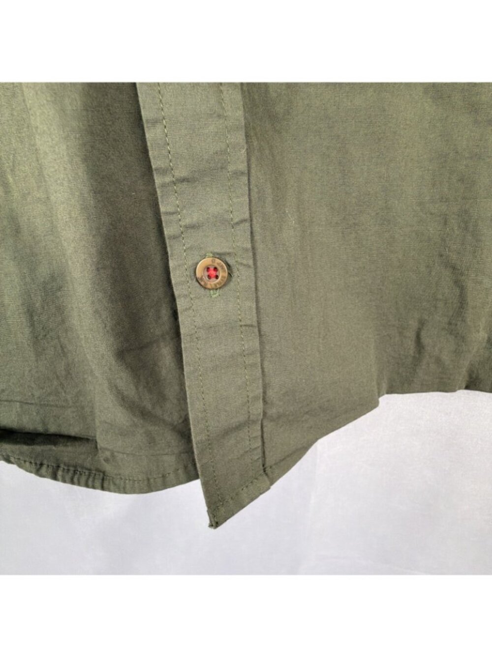 Grunt Style Button Down Shirt Mens Sz Med Garage Flag Patch Military Green New - Picture 3 of 9